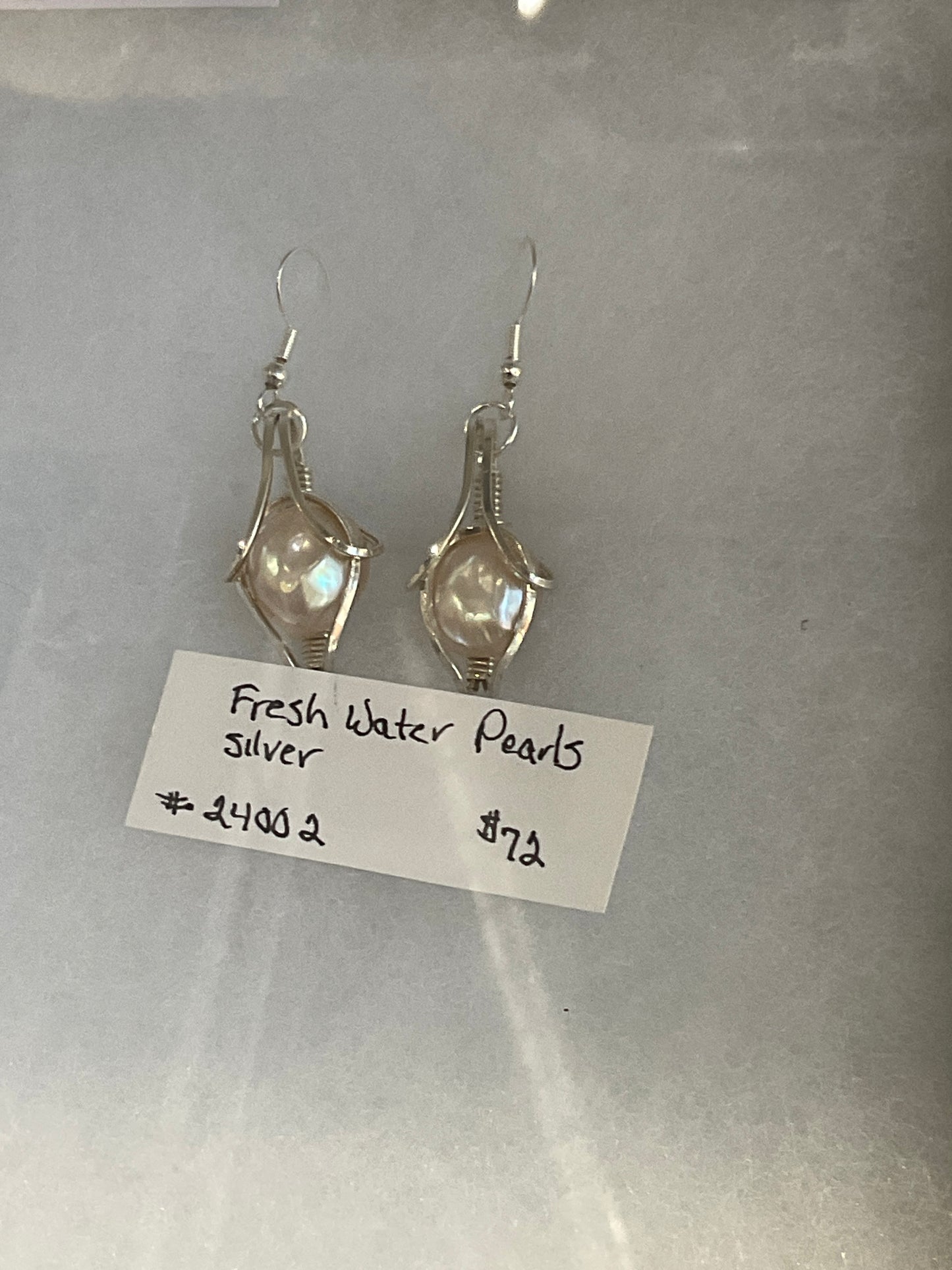 HL #24002 Fresh water Pearl earrings silver