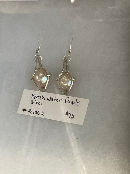 HL #24002 Fresh water Pearl earrings silver