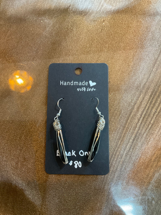 HL #23011 Black onyx silver earrings