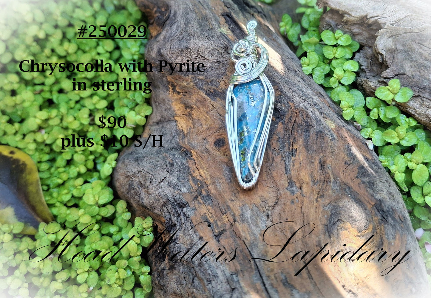 HL #25029 Chrysocolla with Pyrite in Silver