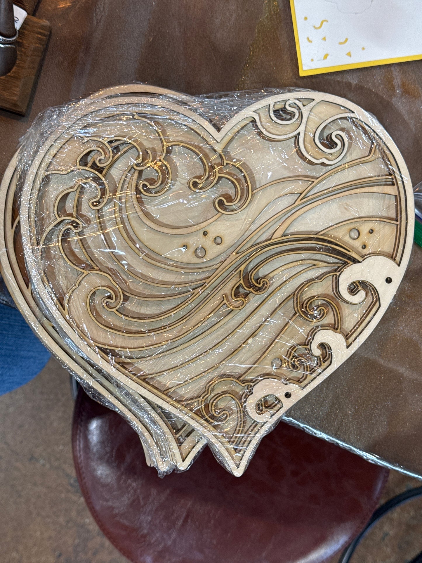 HE layered wood heart wave