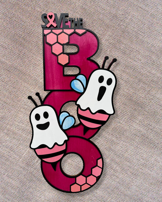 HE Boo Bees medium sign pink