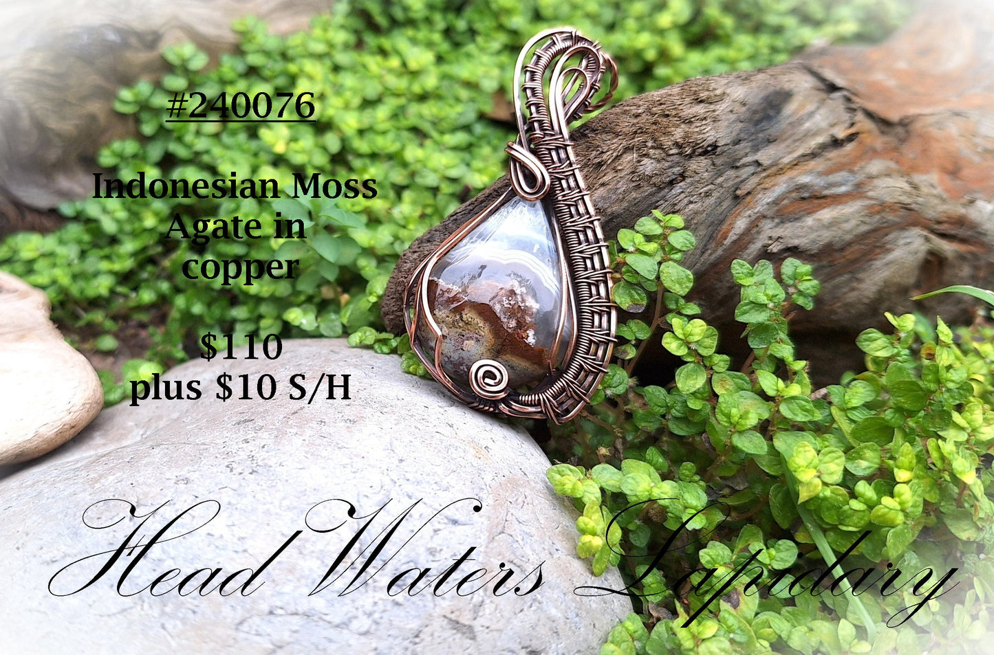 HL #240076 Indonesian Moss Agate in Copper