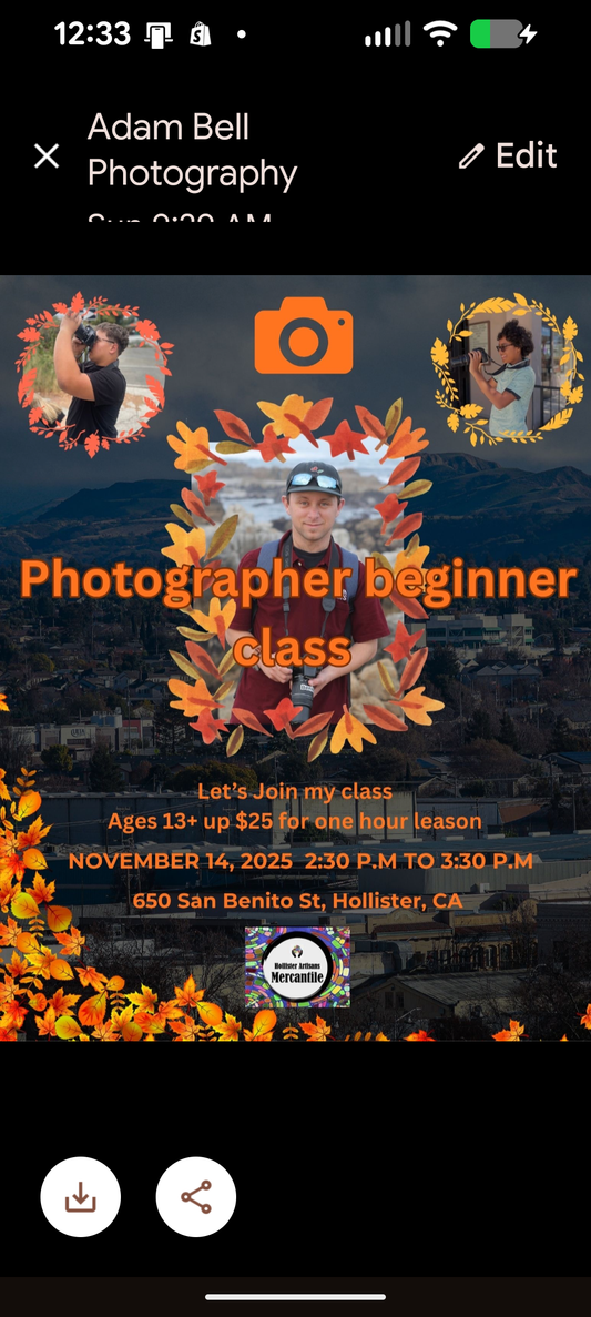 Photography Beginner Class 11/14