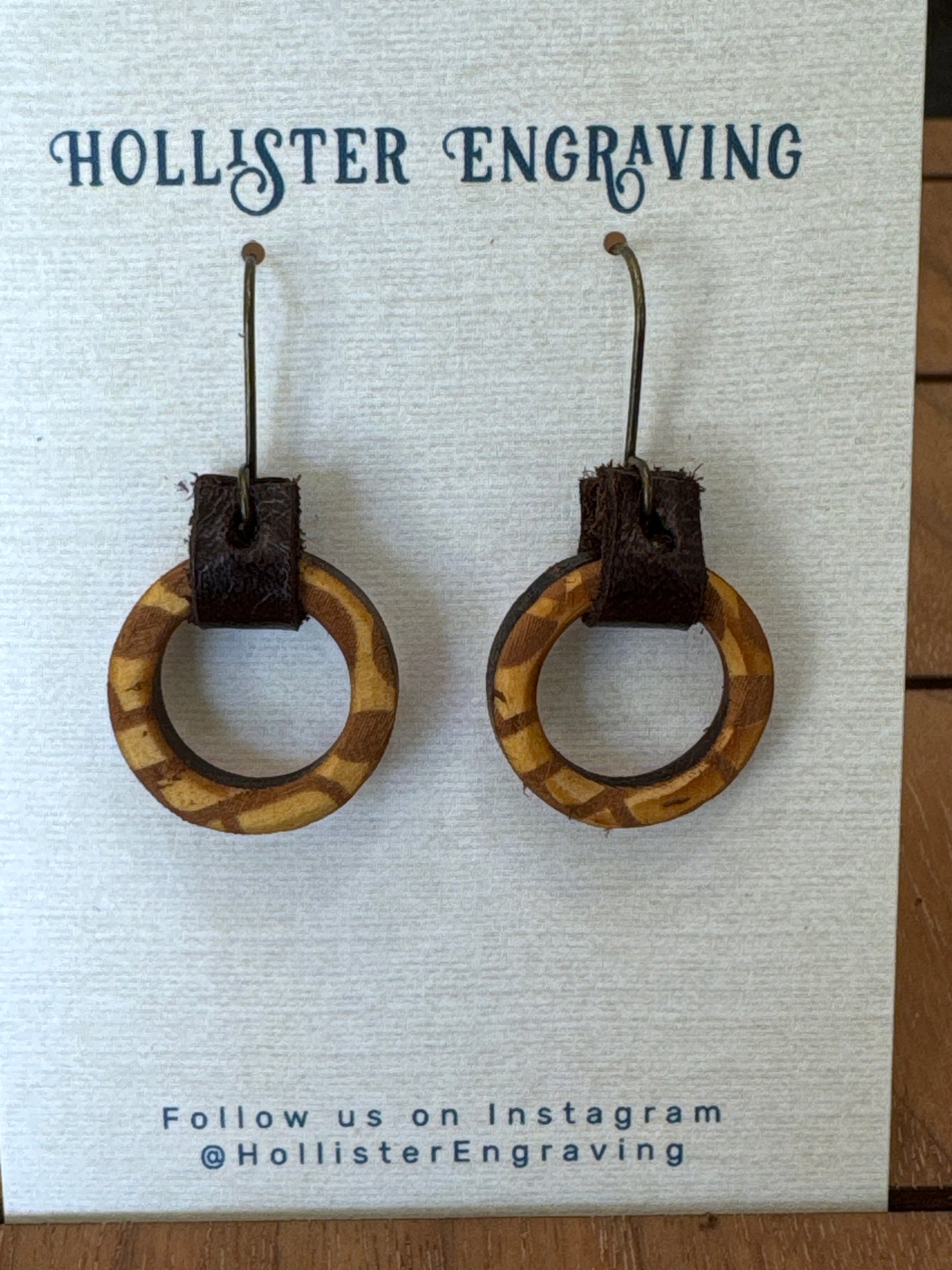 HE sml wood/leather hoops $20