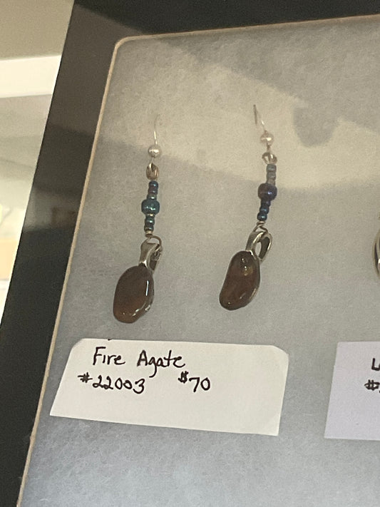 HL Fire Agate w/Beads Earrings