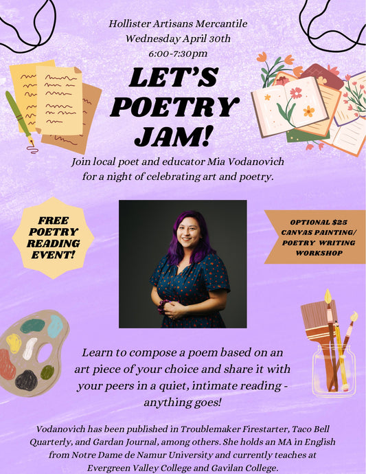 Poetry Jam free reading and optional paint/writing workshop 4/30