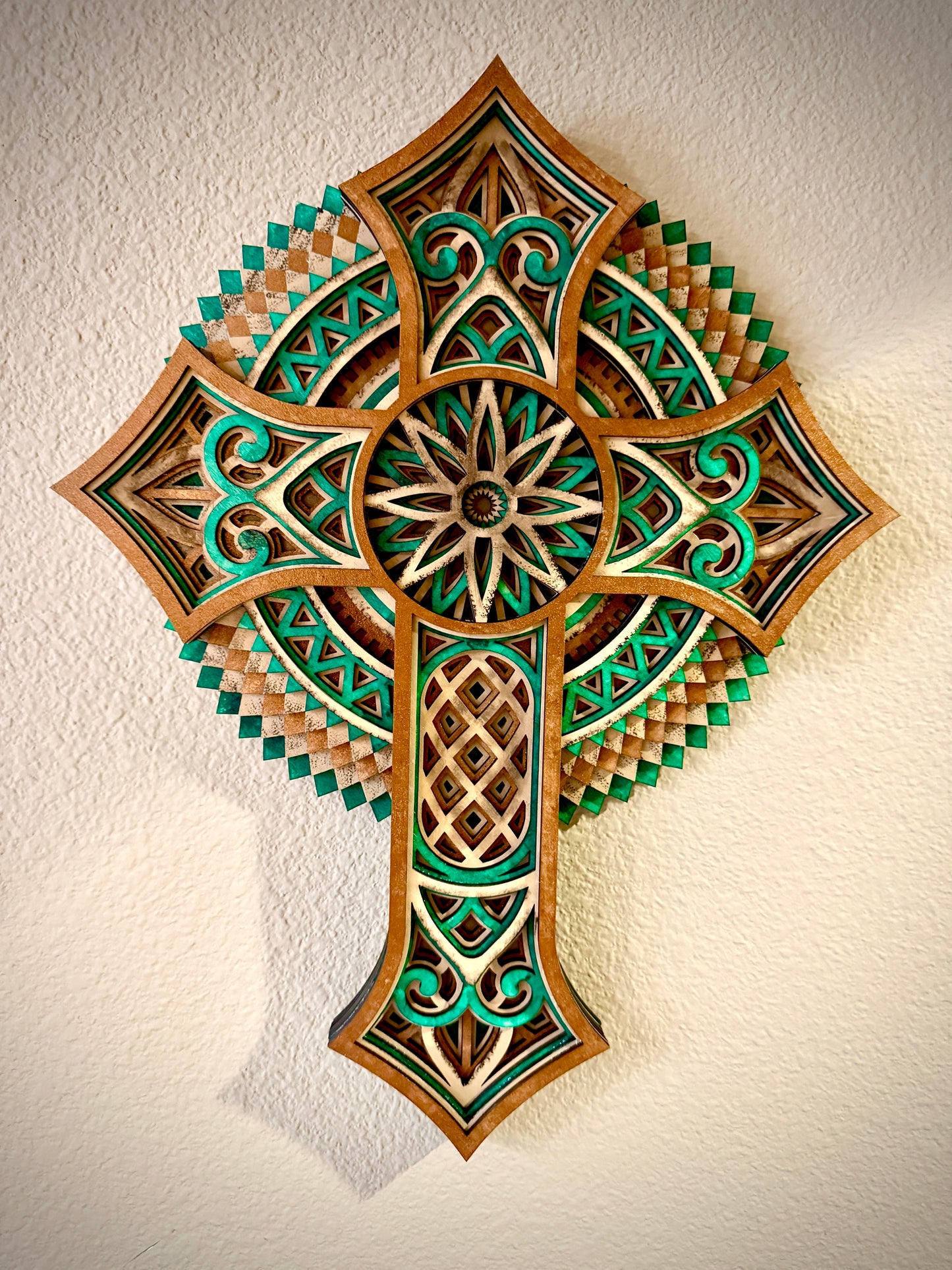 HE Hand painted layered wood cross