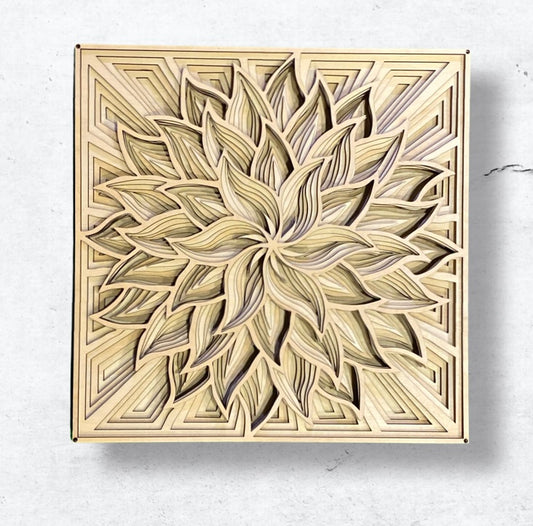 HE Layered Spiral Flower Wood