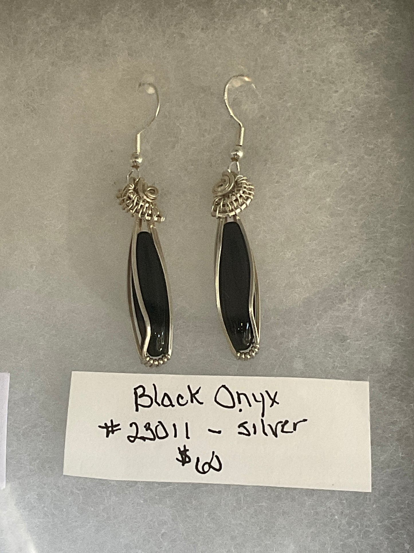 HL Black onyx silver earrings