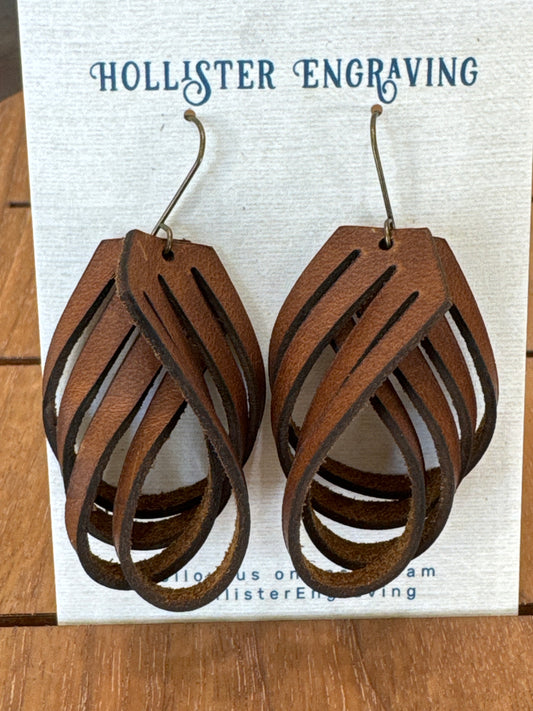 HE brown leather earrings $22