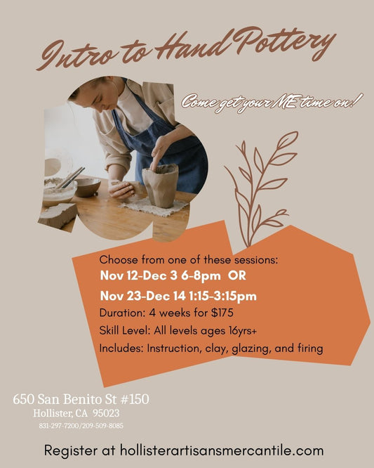DB Intro to Hand Building Pottery Workshop